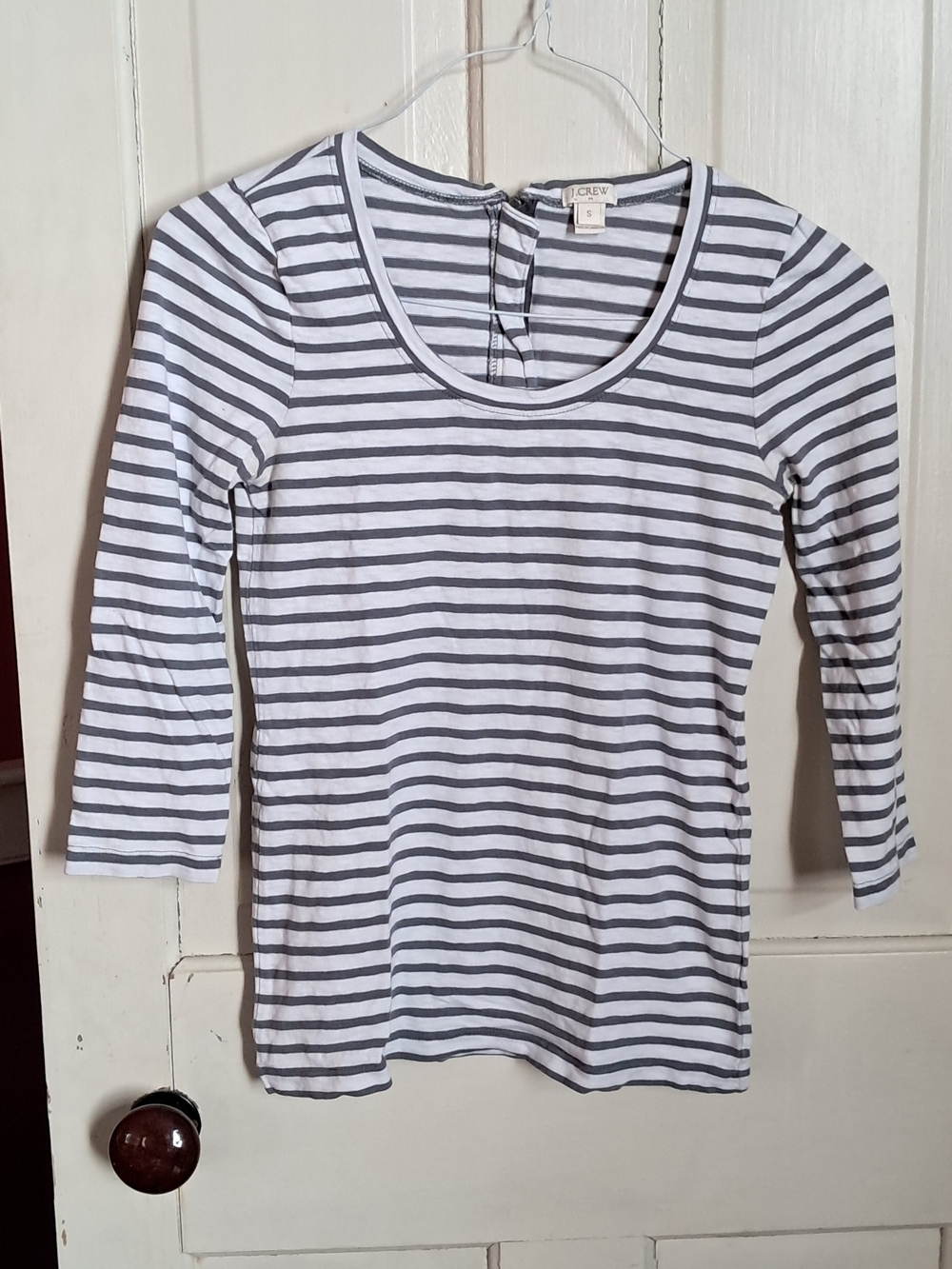 J. Crew Girls' Gray & White Stripe Long Sleeve Tee